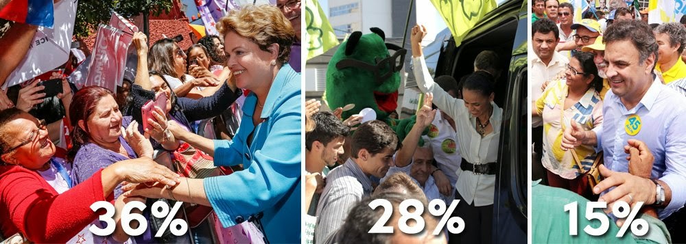 Dilma tem 8% de vantagem no 1º turno e empata com Marina no segundo