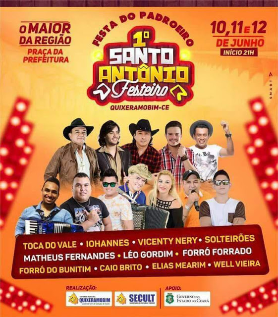 Divulgadas as atrações do 1º Santo Antônio Festeiro em Quixeramobim