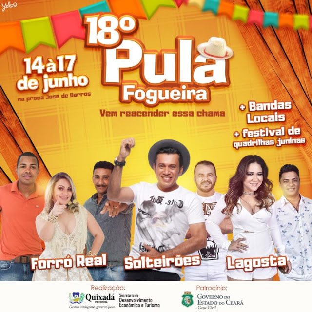 O 18º Pula Fogueira de Quixadá tem início hoje (14) com forró e festival de quadrilhas