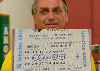 Bolsonaro aposta na Mega da Virada e acerta a quadra com o número 13 entre as dezenas