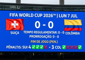 Suíça bate Colômbia nos pênaltis e carimba vaga nas quartas da Copa do Mundo